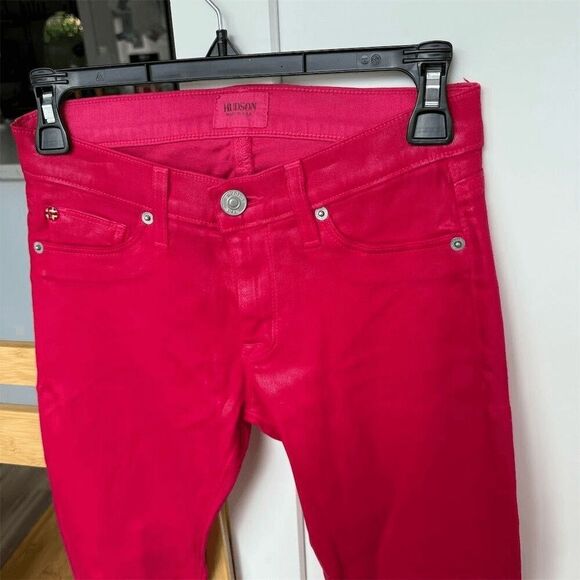 Hudson Women's Super Skinny Waxed Jeans Pink Size 25 - Picture 5 of 8